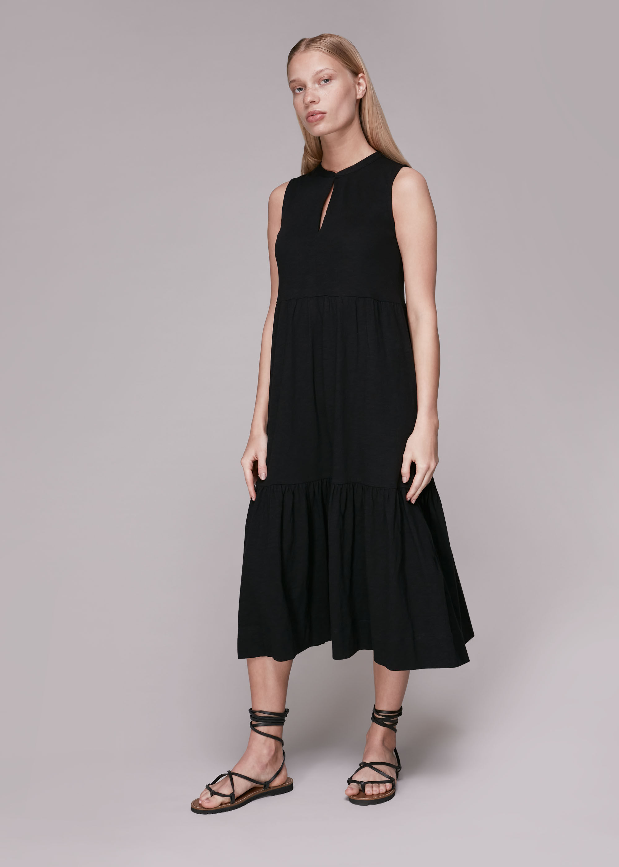 Black Tiered Jersey Dress | WHISTLES ...